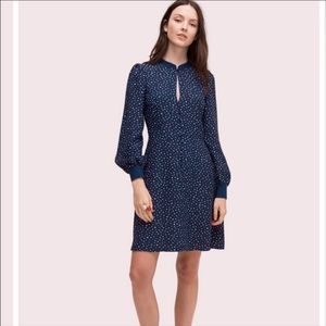 Kate Spade Navy Blue Lips Crepe Swing Dress